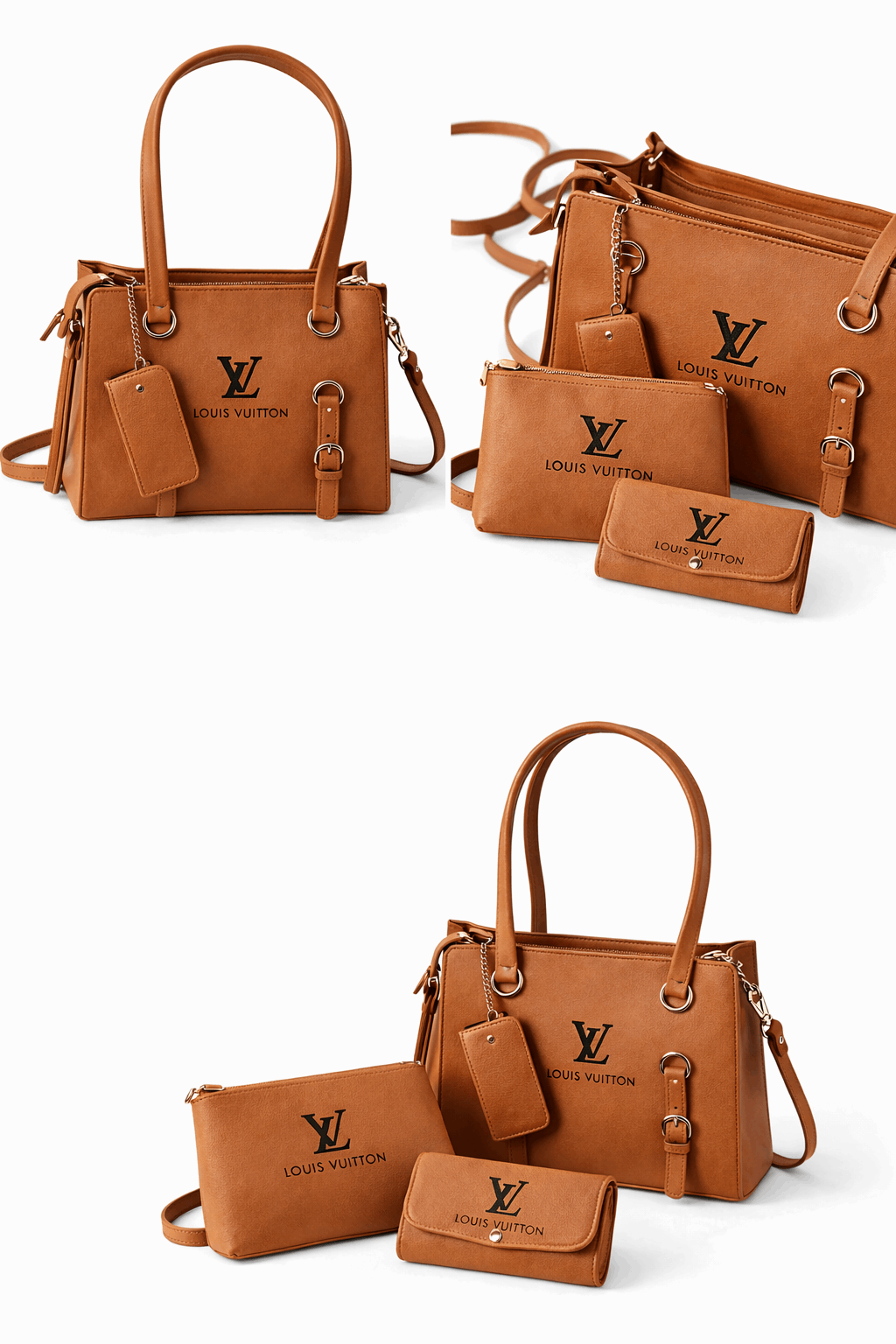Elegant 3-Piece Brown Handbag Set