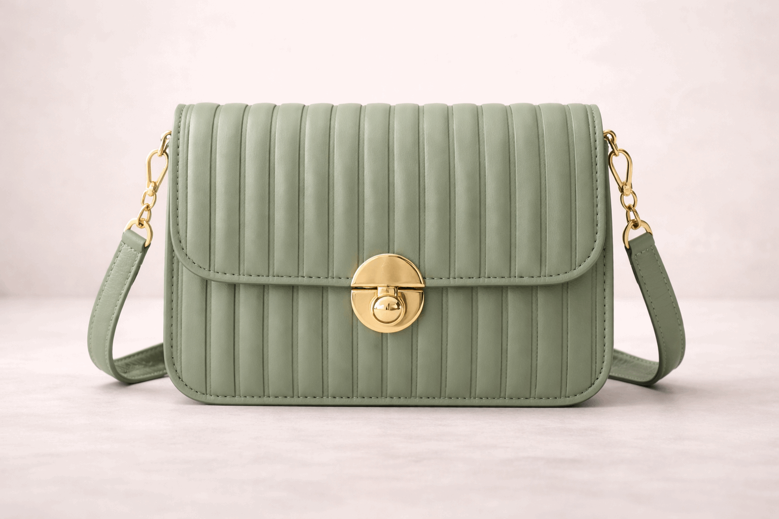 Elegant Green Pleated Crossbody Bag