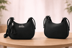 Black Coach Hobo Bag – Leather with Tassel Accent