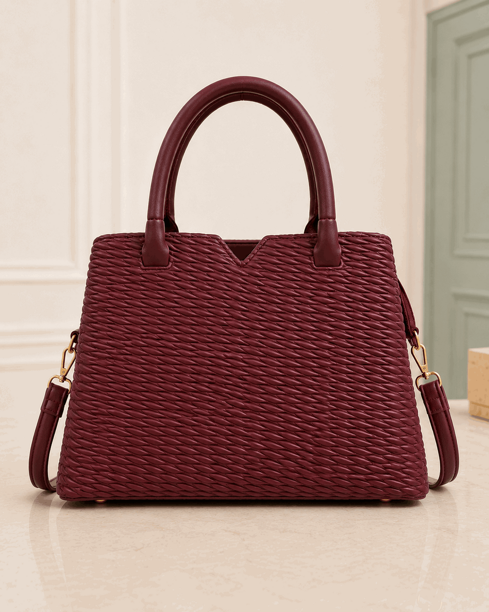 D.BERRY Quilted Leather Satchel