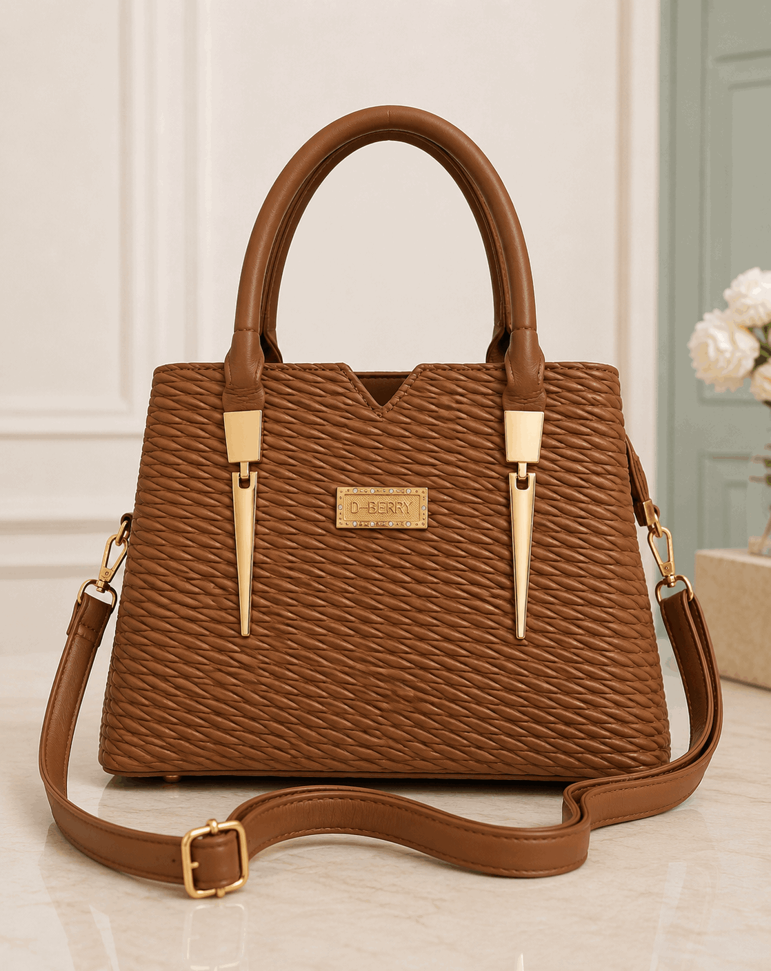 D.BERRY Quilted Leather Satchel