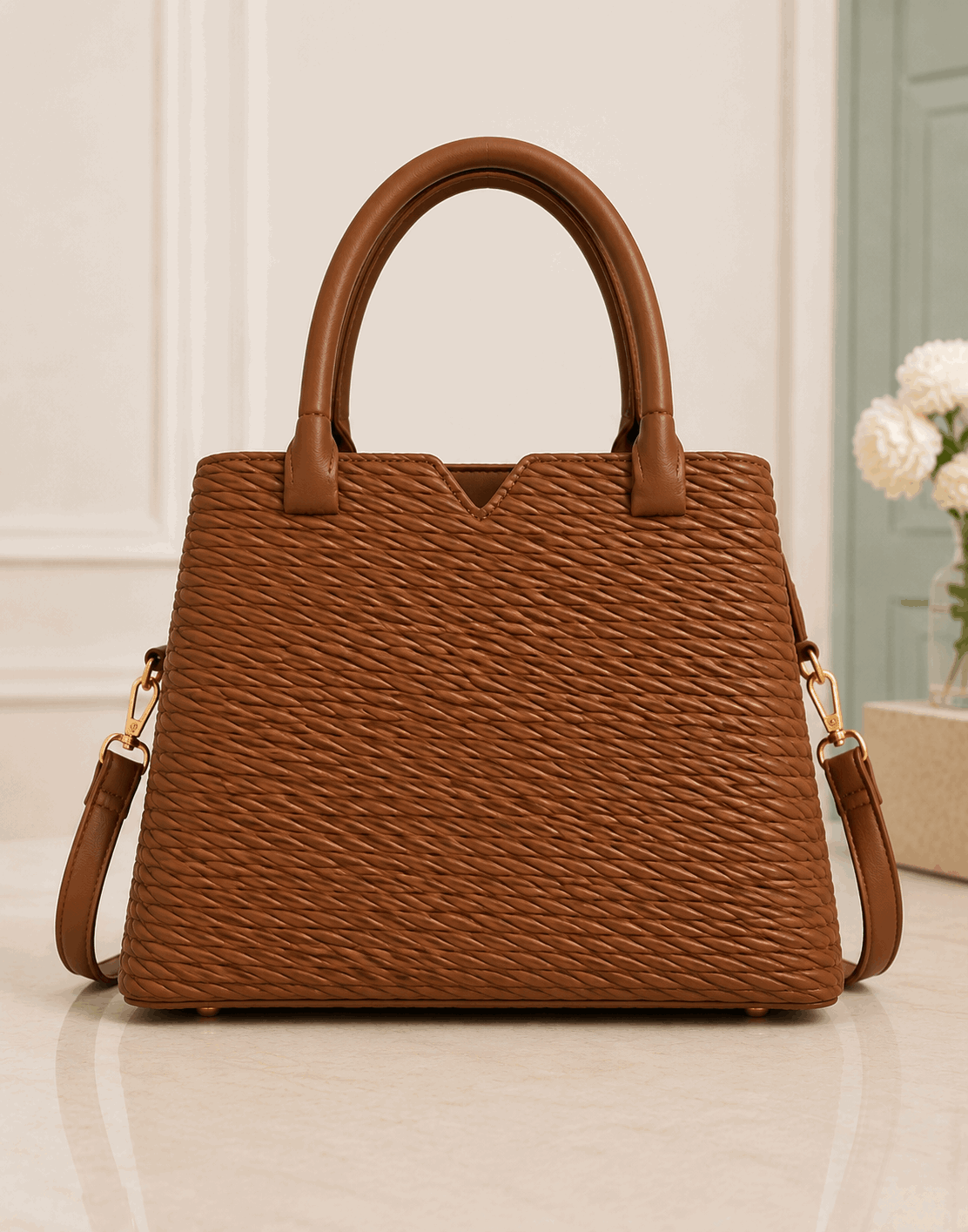 D.BERRY Quilted Leather Satchel
