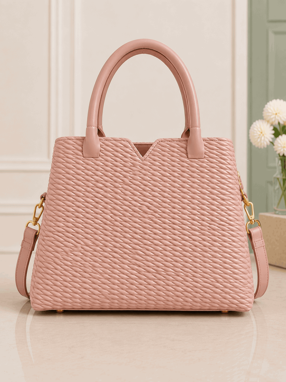 D.BERRY Quilted Leather Satchel
