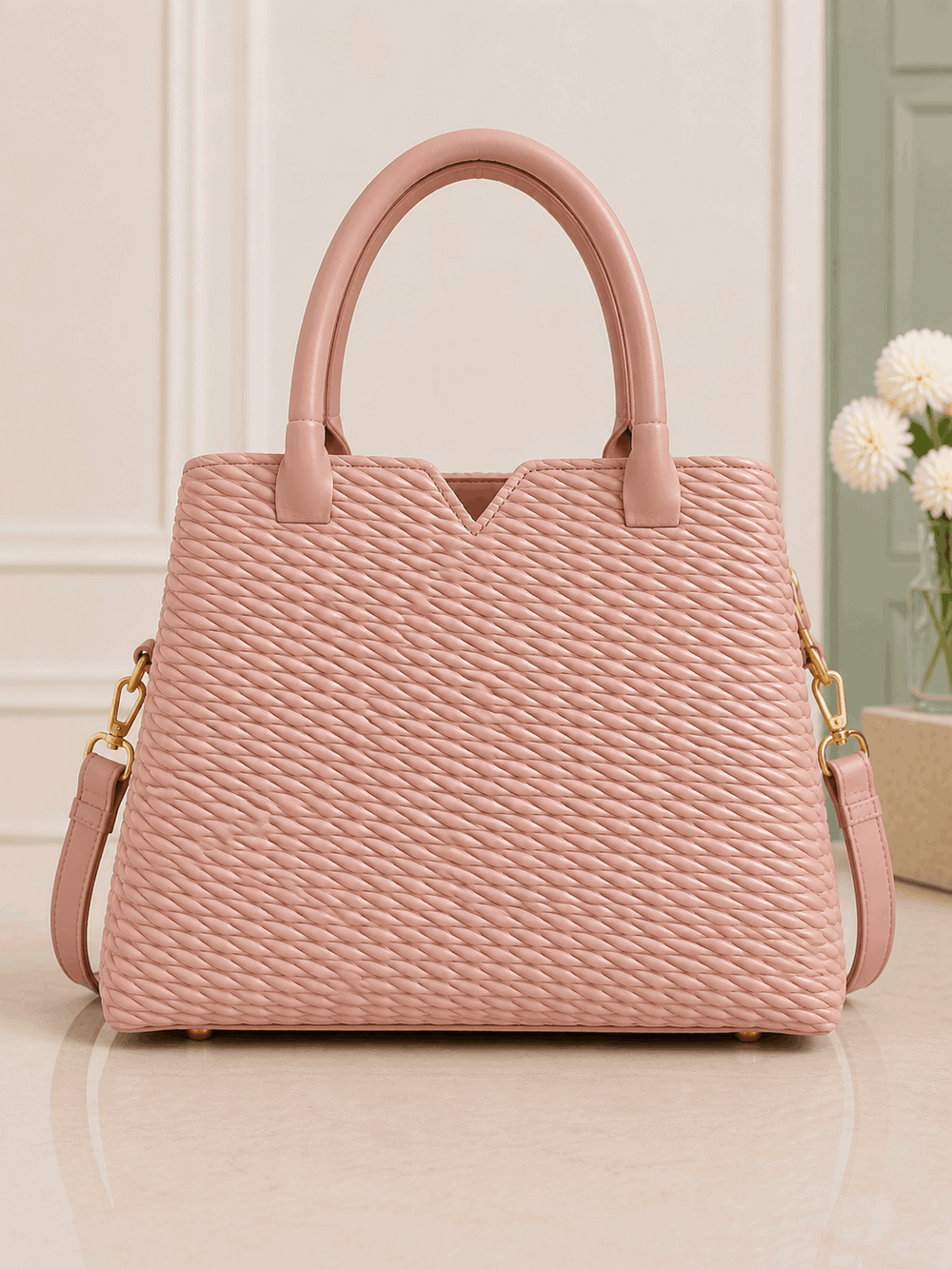 D.BERRY Quilted Leather Satchel