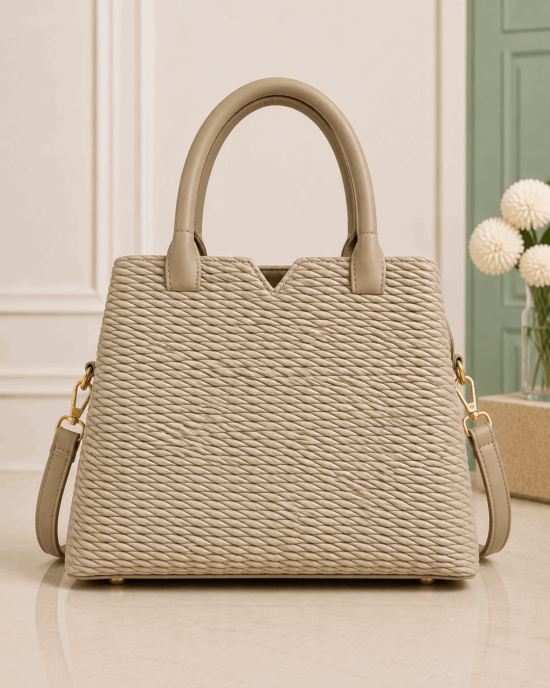 D.BERRY Quilted Leather Satchel