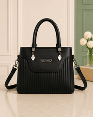 Elegant Pleated Leather Top-Handle Handbag