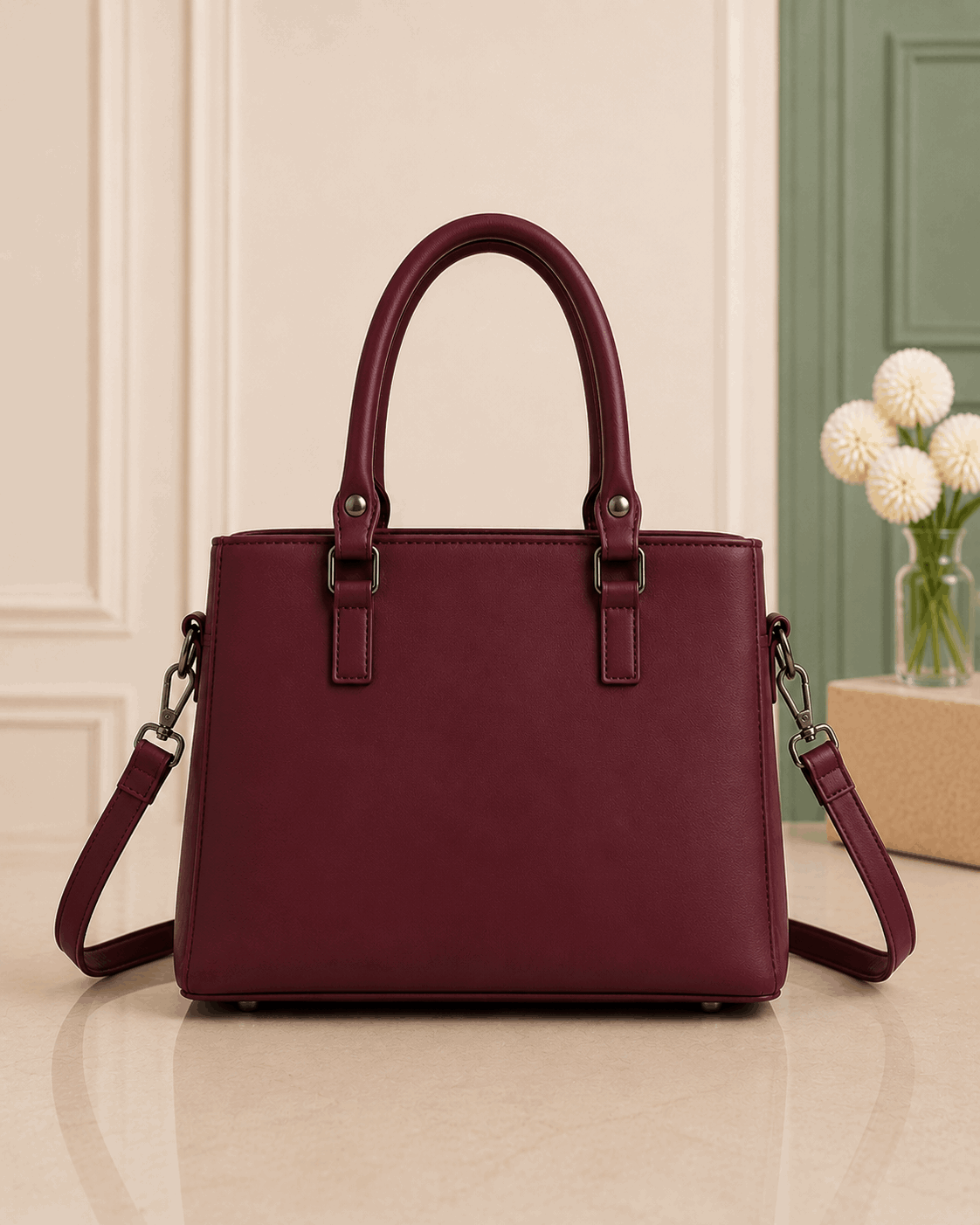 Elegant Pleated Leather Top-Handle Handbag