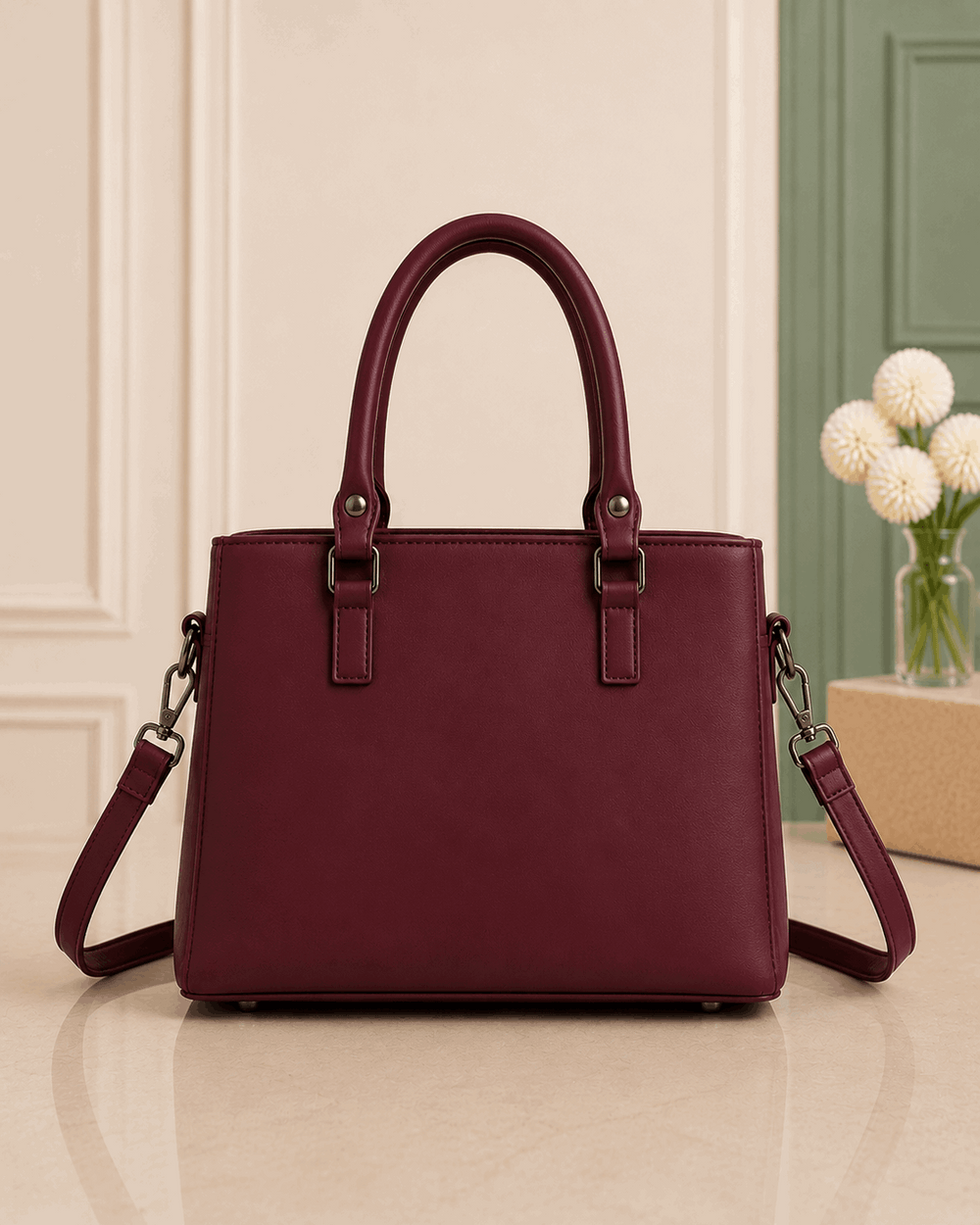 Elegant Pleated Leather Top-Handle Handbag