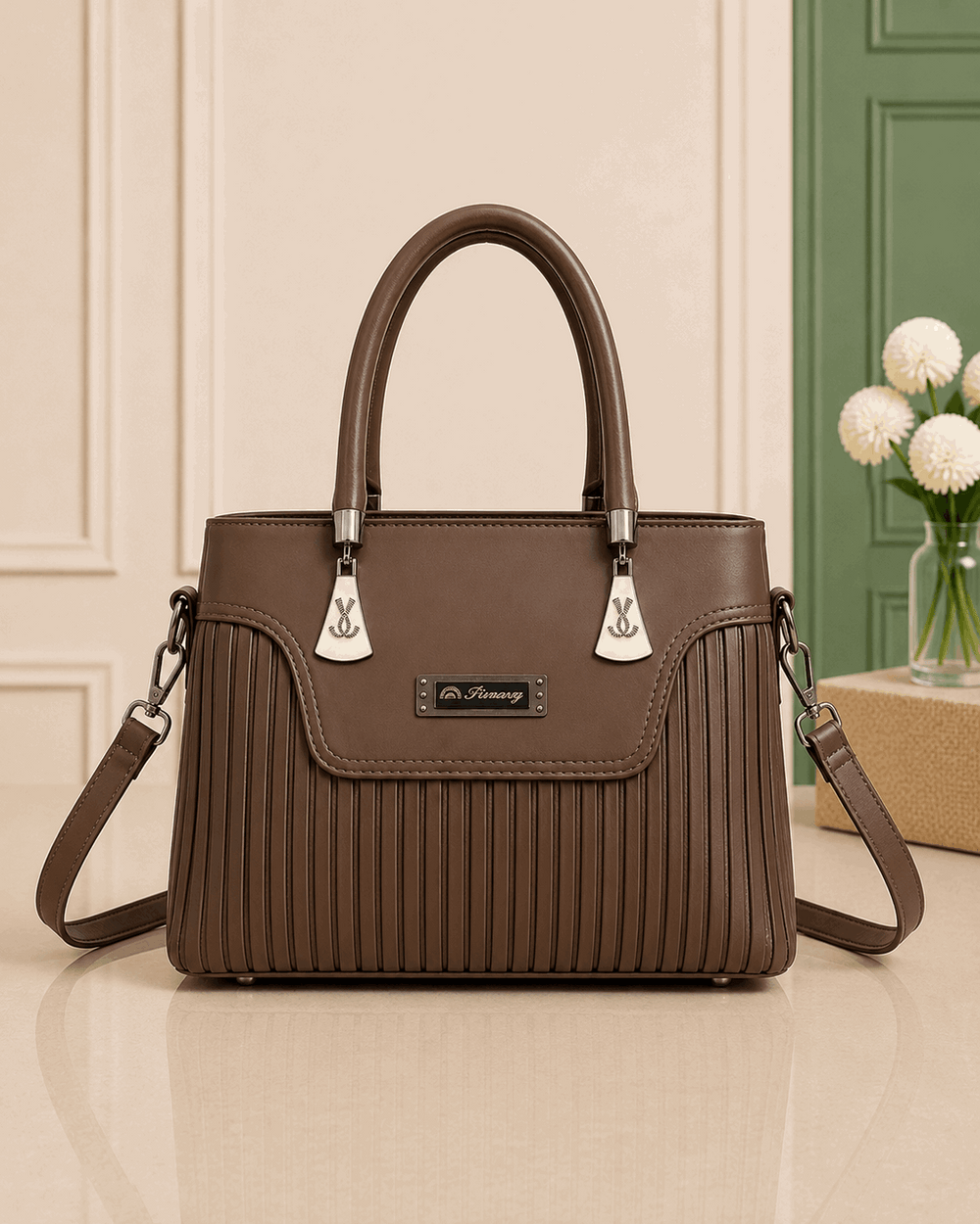 Elegant Pleated Leather Top-Handle Handbag