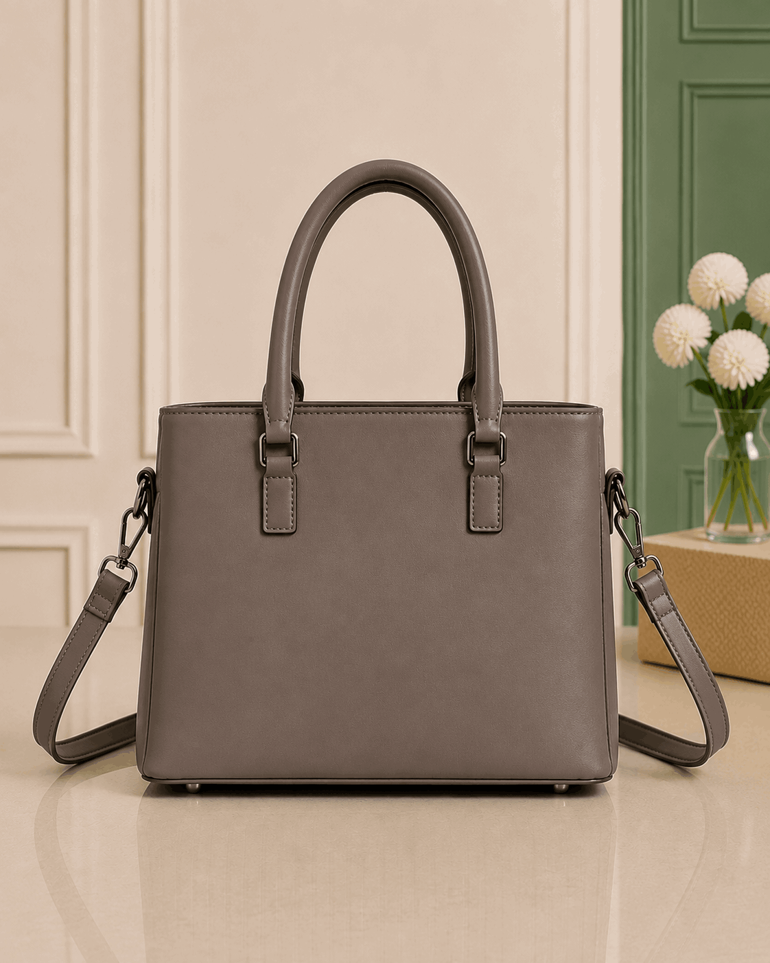 Elegant Pleated Leather Top-Handle Handbag