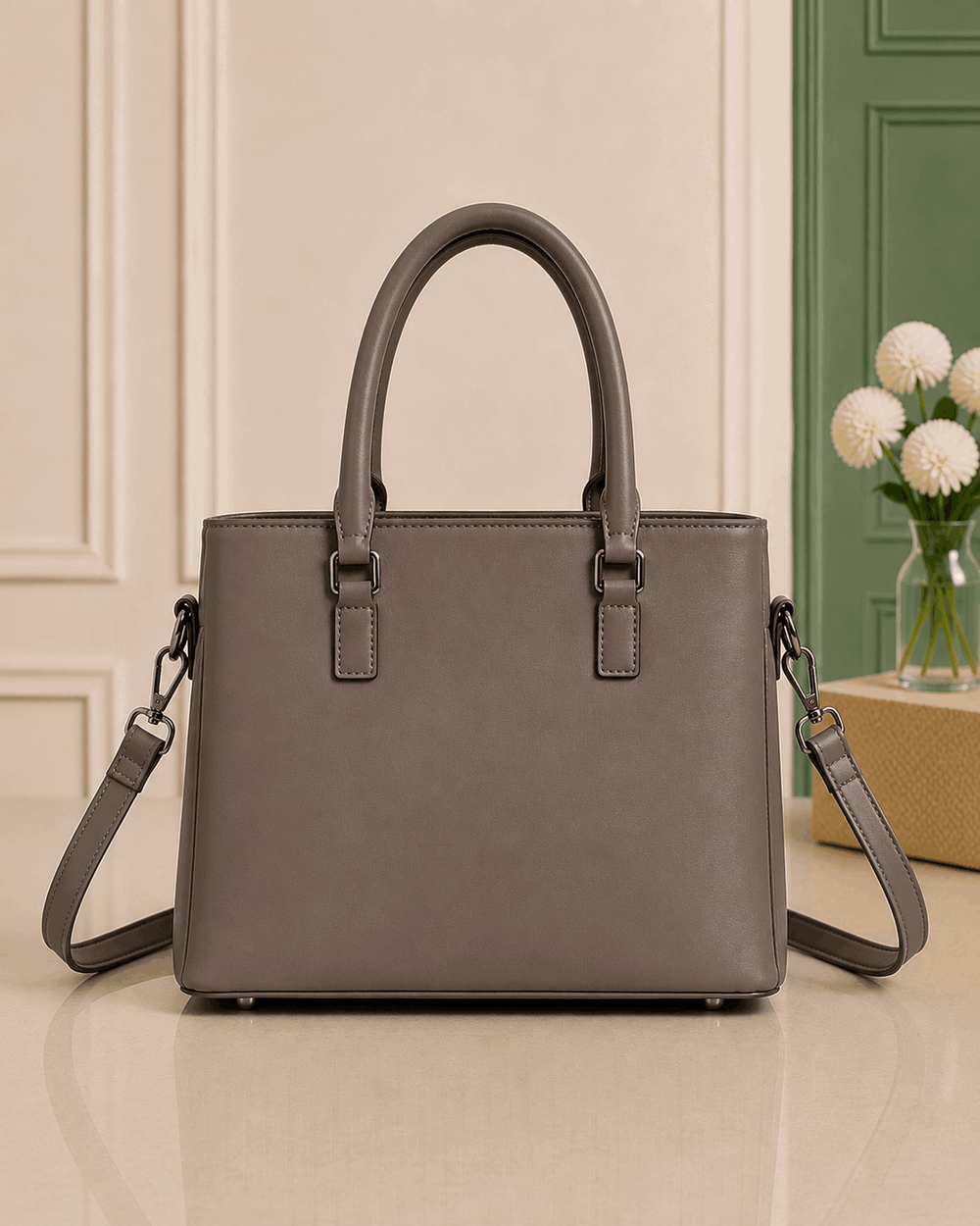 Elegant Pleated Leather Top-Handle Handbag