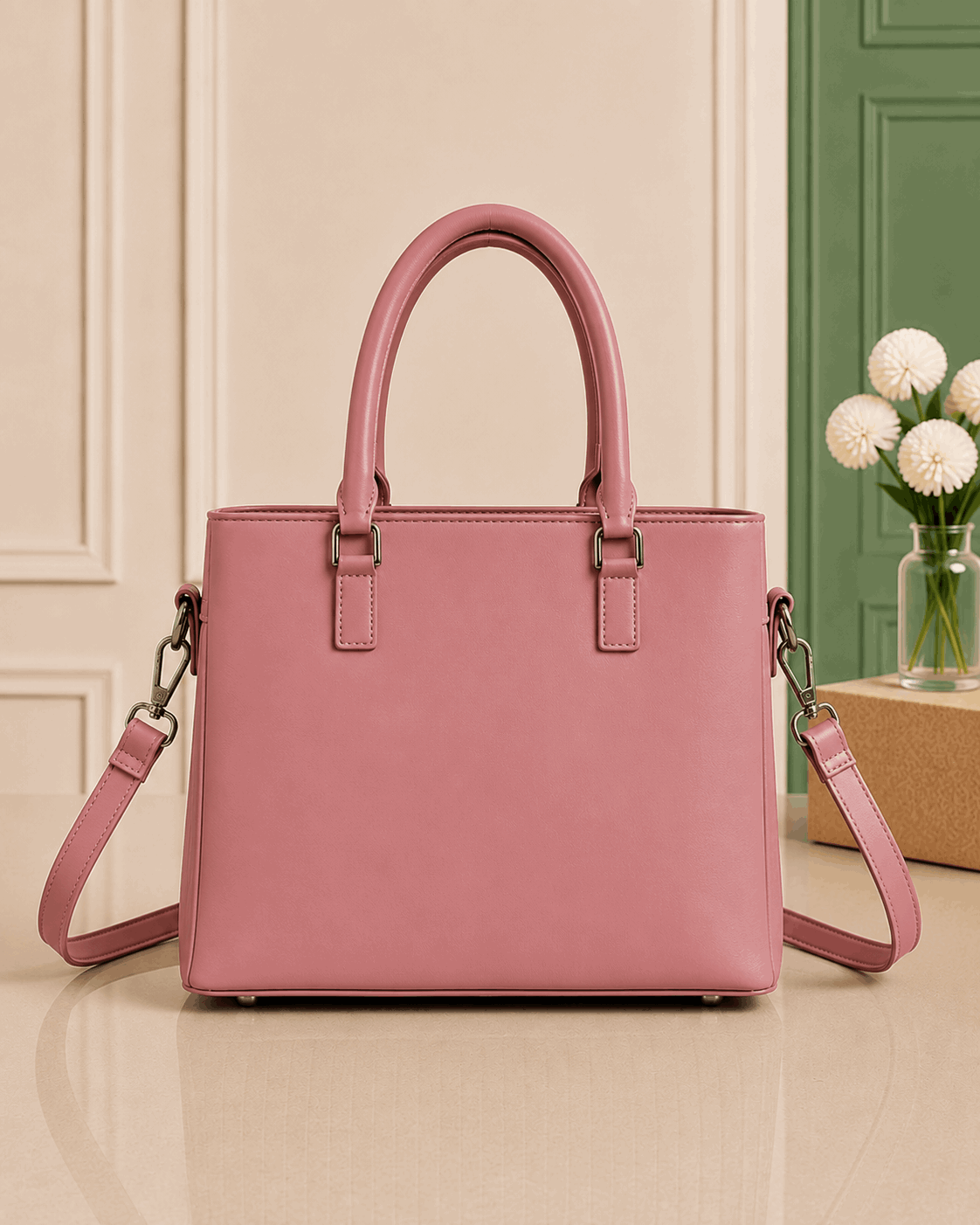 Elegant Pleated Leather Top-Handle Handbag