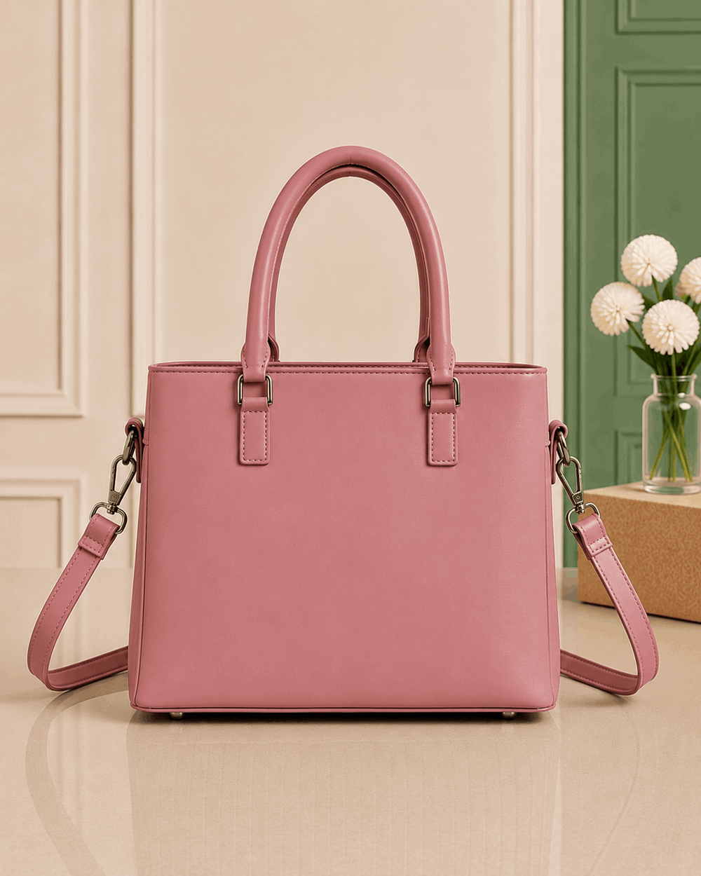 Elegant Pleated Leather Top-Handle Handbag