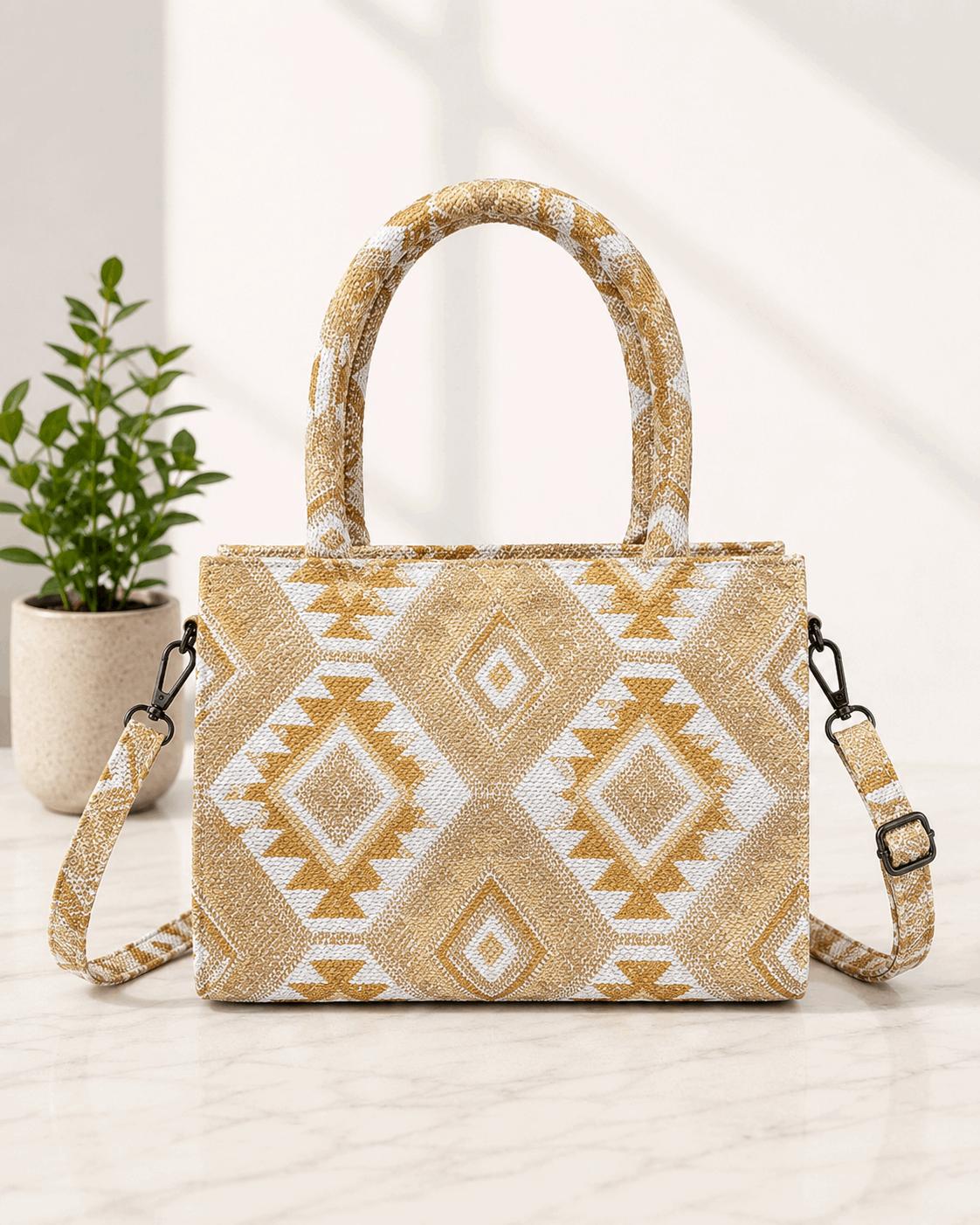 Woven Geometric Mini Bag