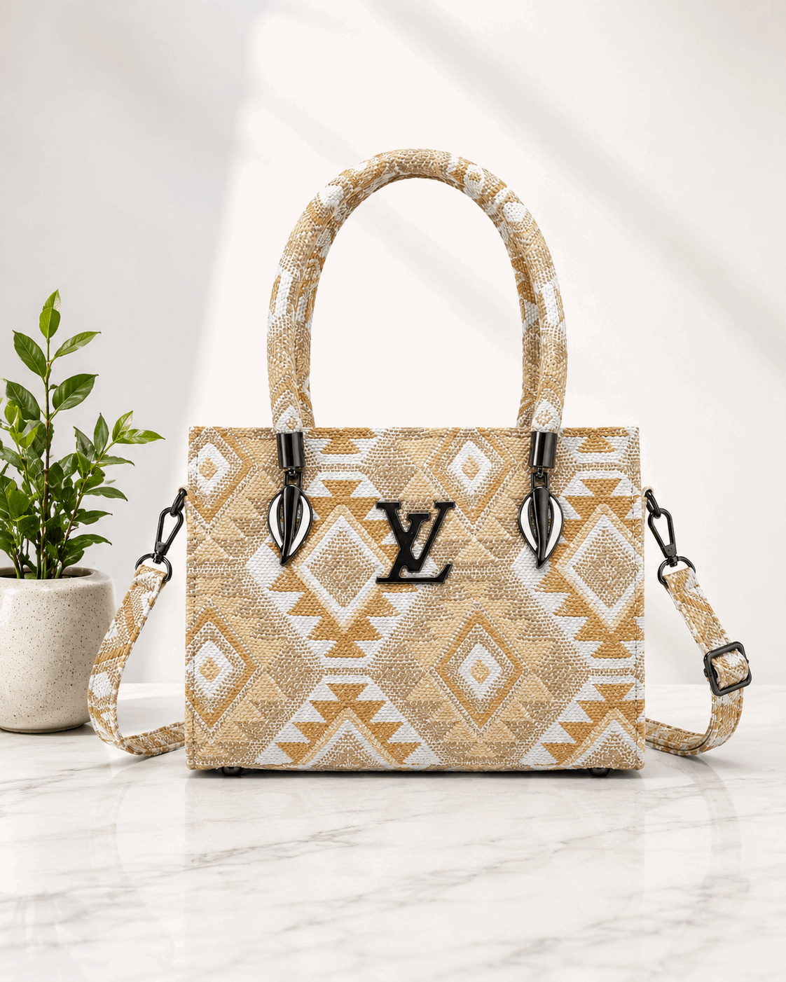 Woven Geometric Mini Bag