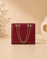 Glossy Tote Bag with Gold Chain
