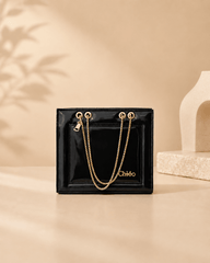 Glossy Tote Bag with Gold Chain