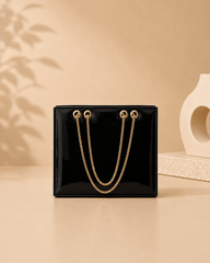 Glossy Tote Bag with Gold Chain