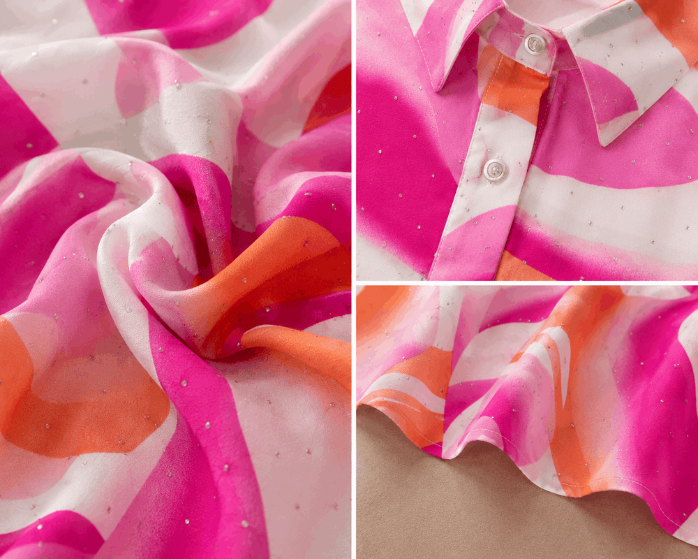 Pink Abstract Printed Flared Shirt