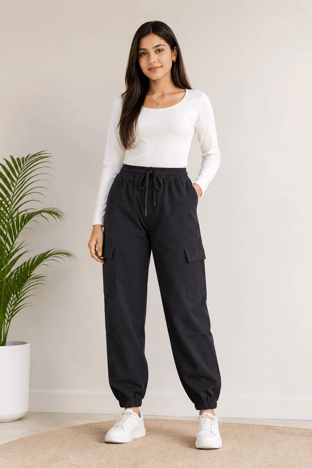 Lightweight Drawstring Trouser Chracoal