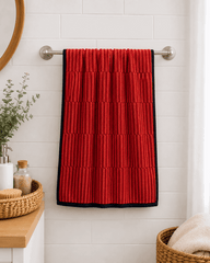 Classic Cotton Linear Bath Towel in Red