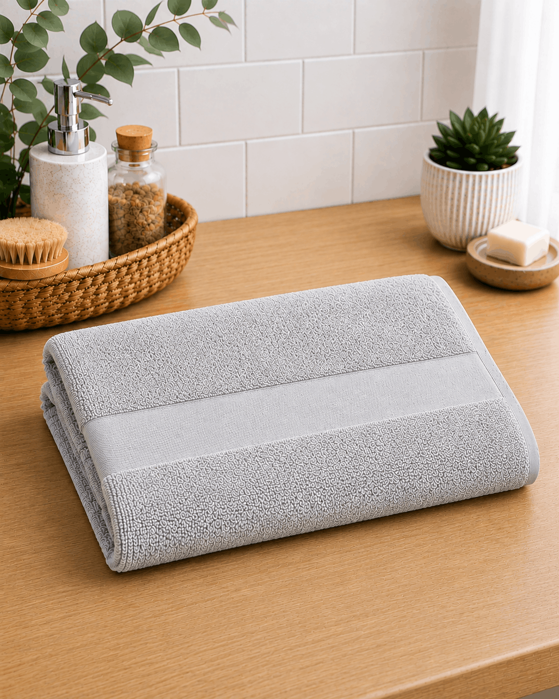 Plain Border Bath Towel