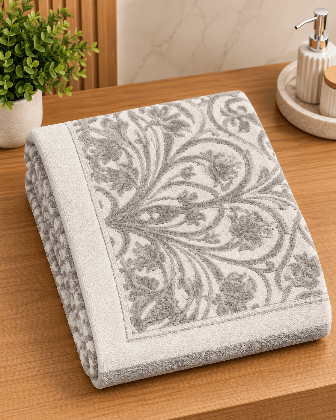 Floral Damask Bath Towel