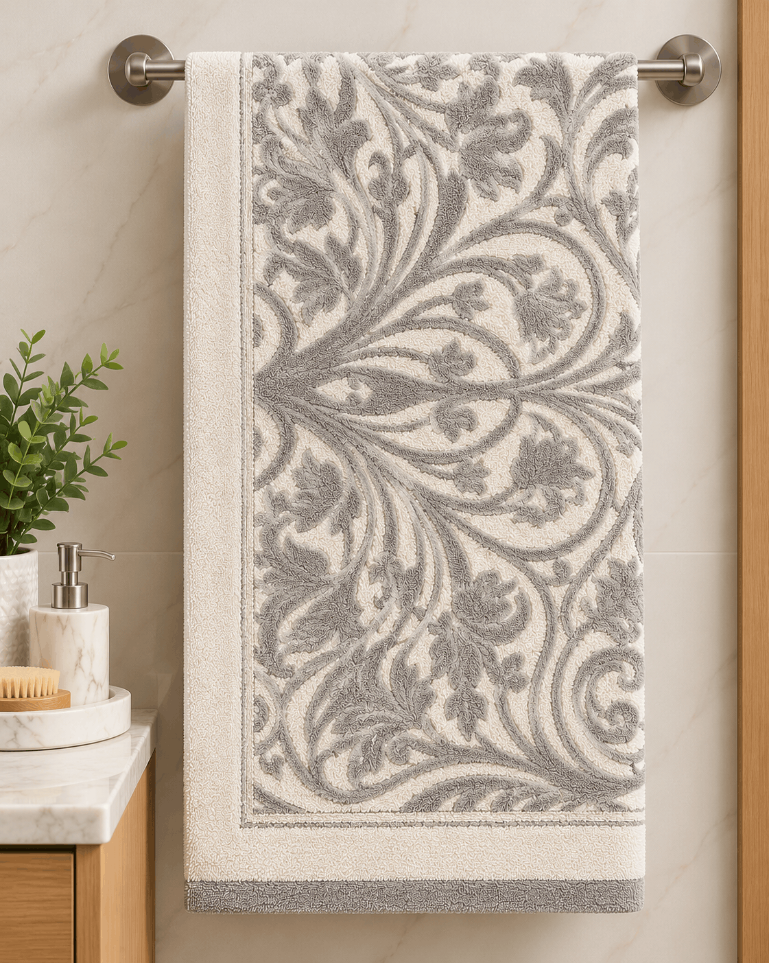 Floral Damask Bath Towel