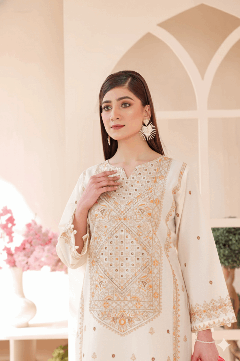 3 Piece – Embroidered Cotton Suit # 16