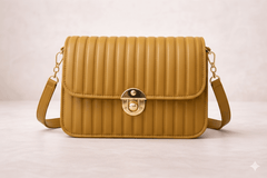 Elegant Mustard Pleated Crossbody Bag