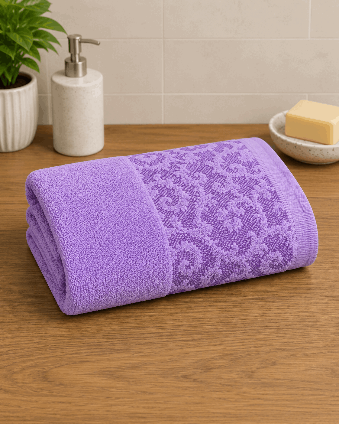 Jauqard Dyed Cotton Hand Towel (Pack of 2)