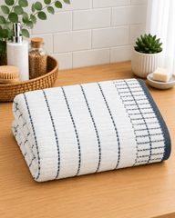 Coastal Stitch White Bath Towel