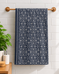 Floral Dotted Band Bath Towel