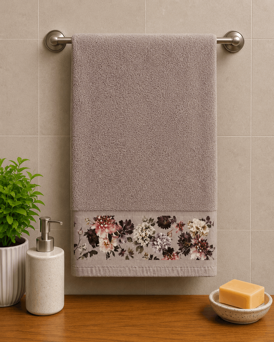 Printed Border Cotton Hand Towel (Pack of 2)