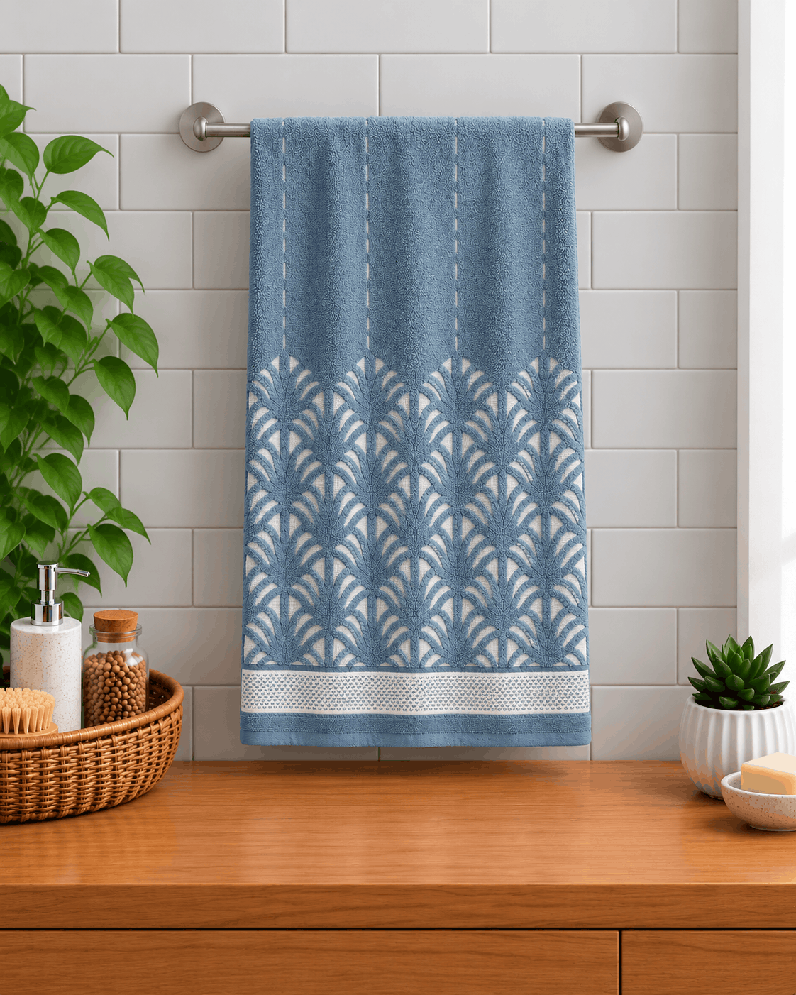 Palmette Botanical Bath Towel