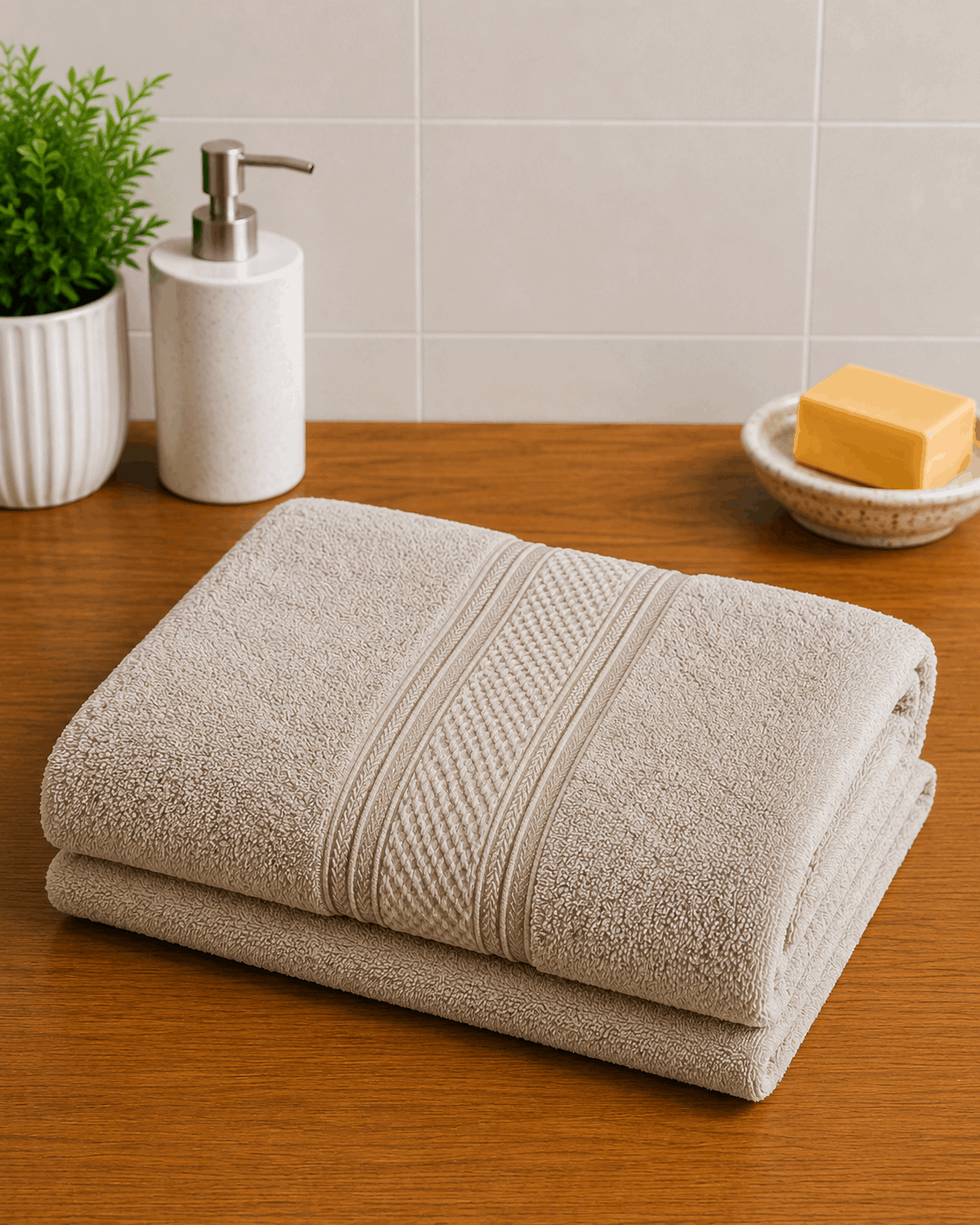 Corded Panel Border Hand Towel (Pack of 2)