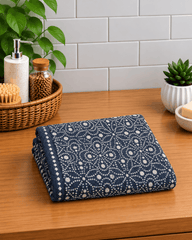 Floral Dotted Band Bath Towel
