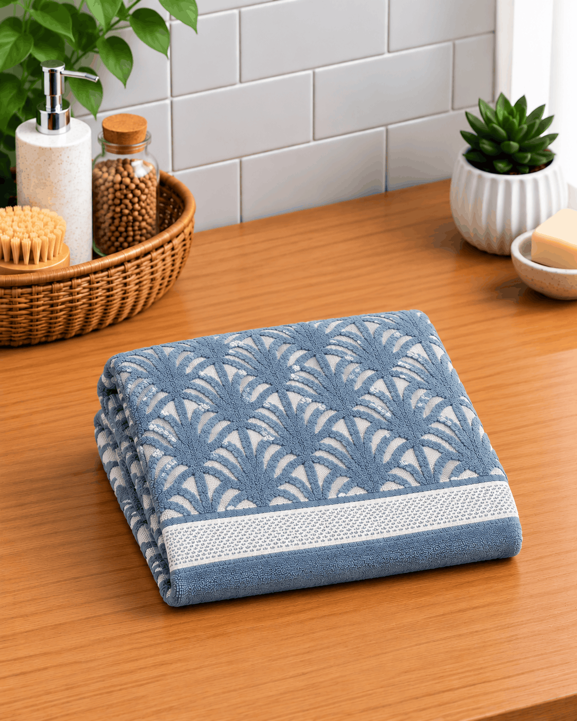 Palmette Botanical Bath Towel