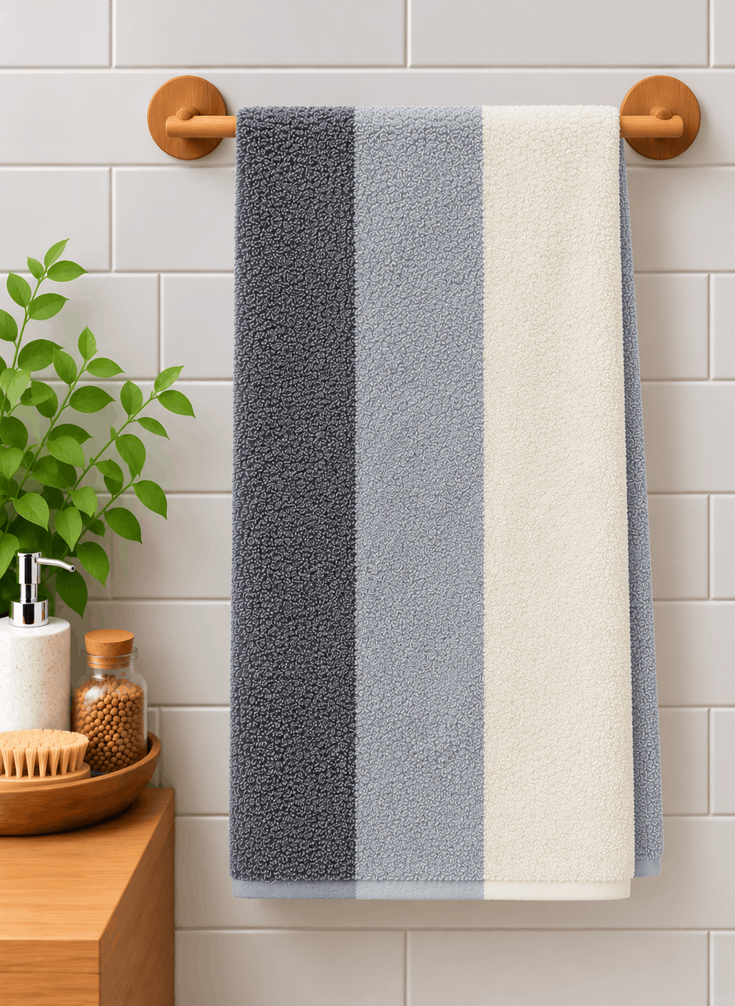 Tri Color Striped Bath Towel