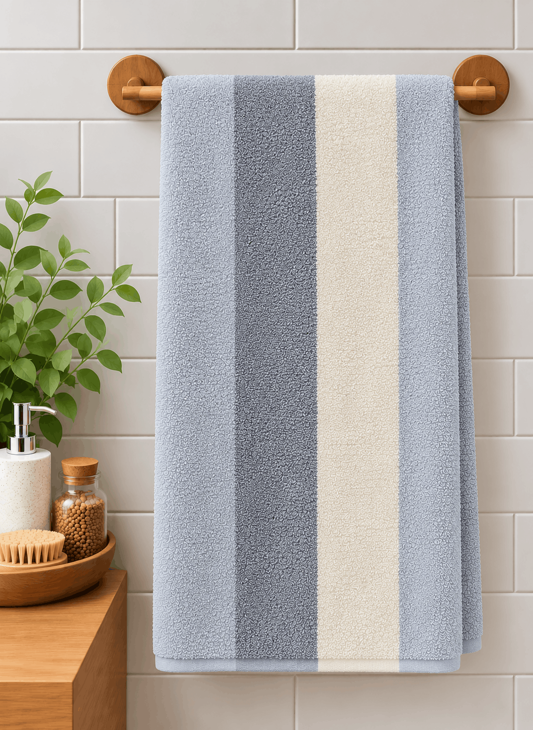 Tri Color Striped Bath Towel