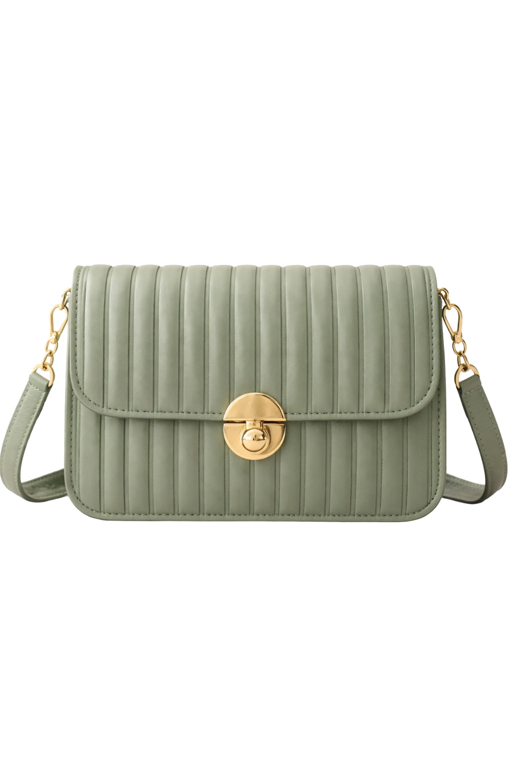 Elegant Green Pleated Crossbody Bag