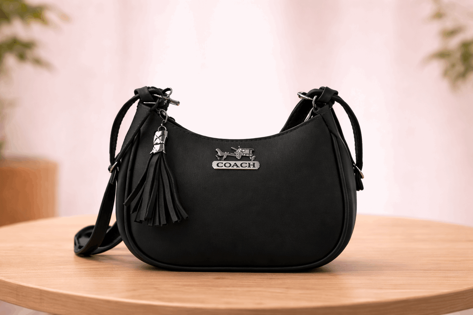Black Coach Hobo Bag – Leather with Tassel Accent - Nishat Creative Store