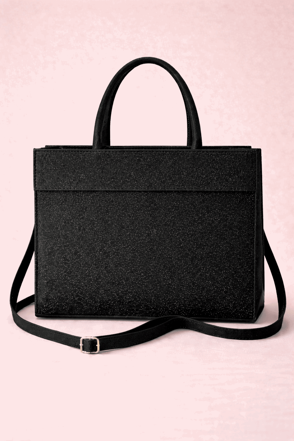 Black Shimmer Square Satchel with Gold Hardware - Nishat Creative Store