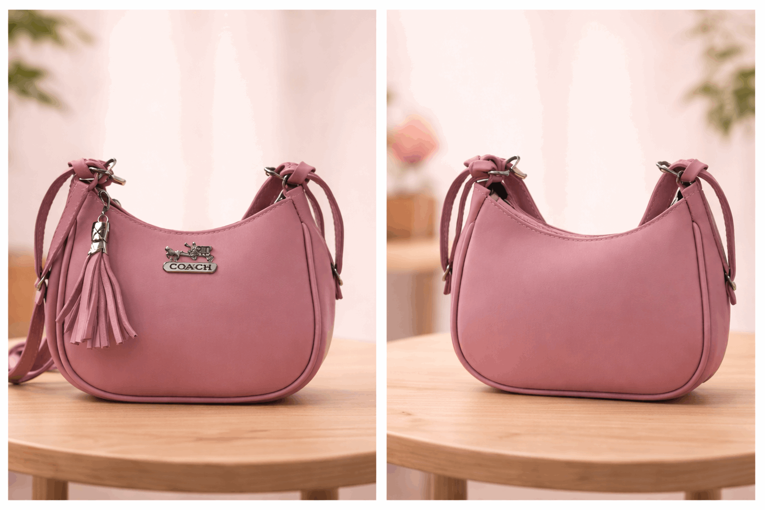 Blush Pink Coach Hobo Bag – Vegan Leather with Tassel Accent - Nishat Creative Store