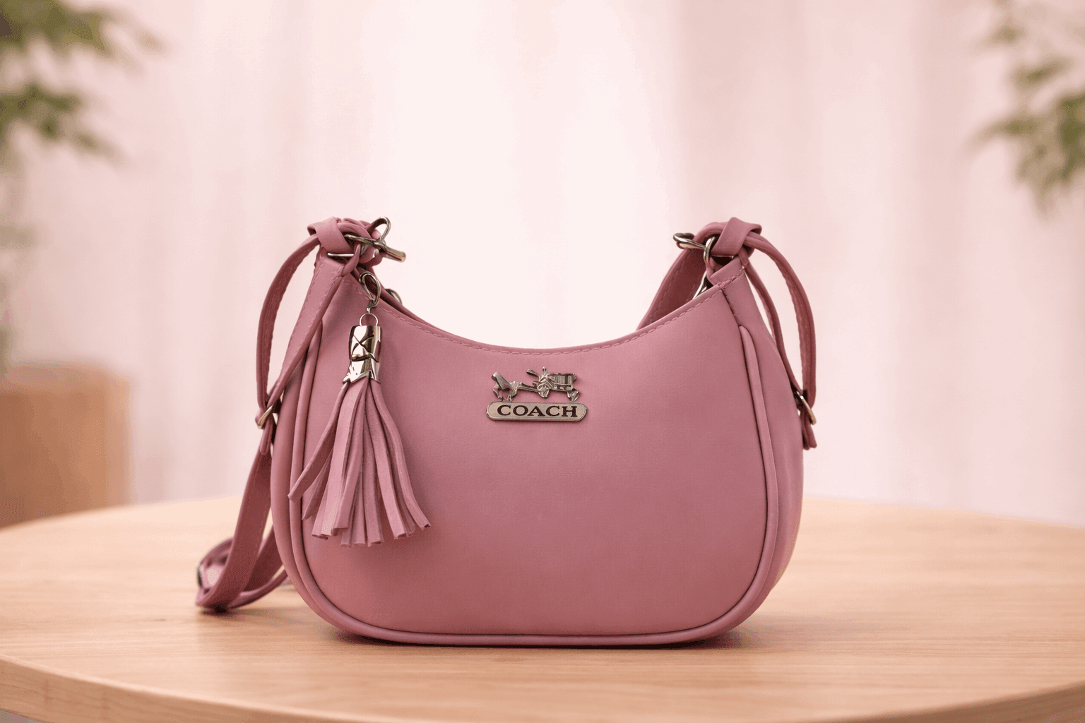 Blush Pink Coach Hobo Bag – Vegan Leather with Tassel Accent - Nishat Creative Store