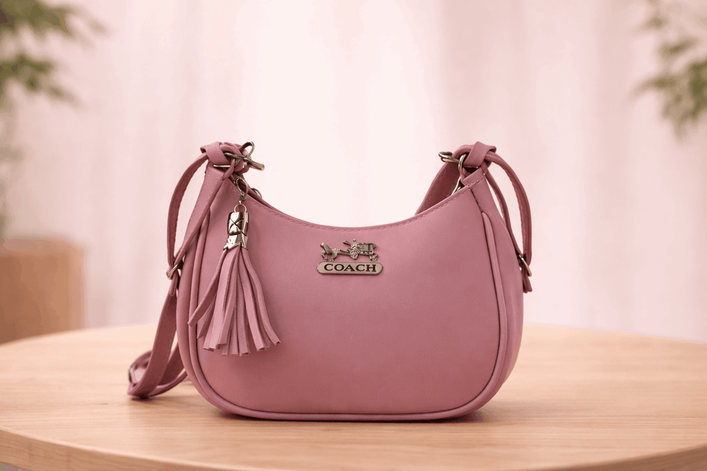 Blush Pink Coach Hobo Bag – Vegan Leather with Tassel Accent - Nishat Creative Store