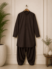 Boy Embroidered Shalwar Kameez Brown - Nishat Creative Store