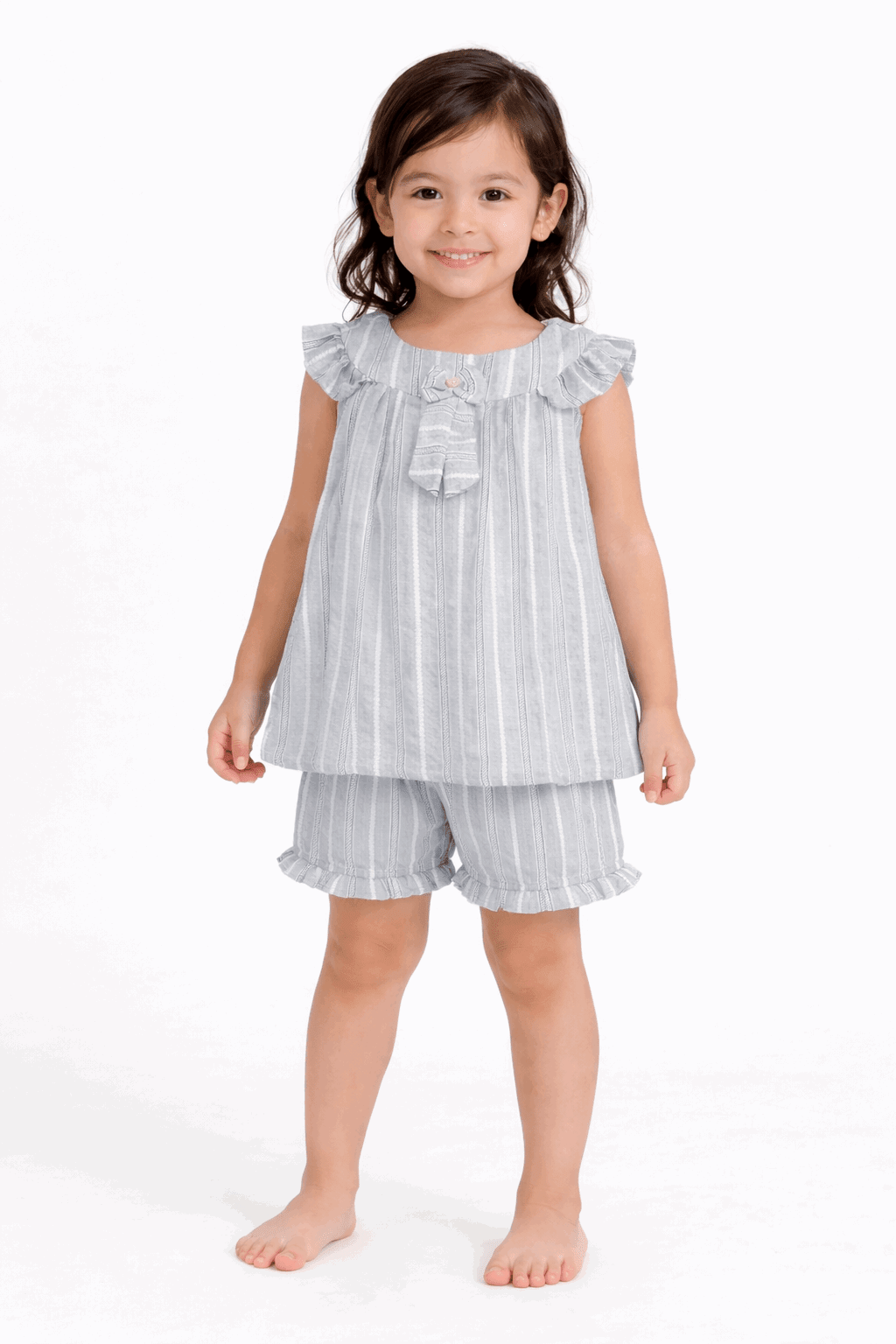 Bright Striped Gray two Piece Children's Outfit