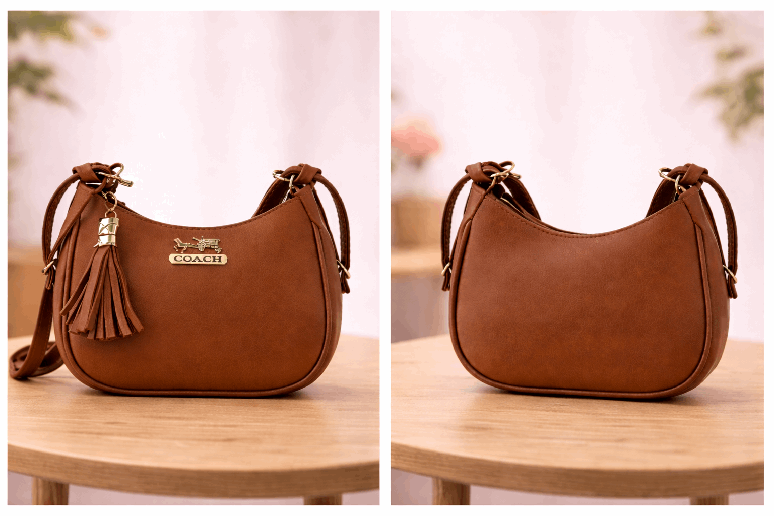 Brown Coach Hobo Bag – Leather with Tassel Accent - Nishat Creative Store