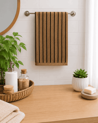 Brown Striped Cotton Hand Towel (Pack of 2) - Nishat Creative Store